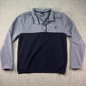 Spyder Men's XL Fleece‎ Snap Pullover Gray Black Colorblock Outdoor Winter